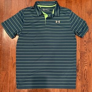 Under Armour Kids Polo Shirt - Navy with Lime Stripes